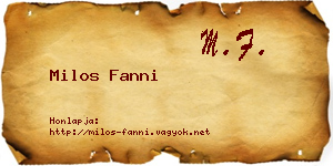 Milos Fanni névjegykártya